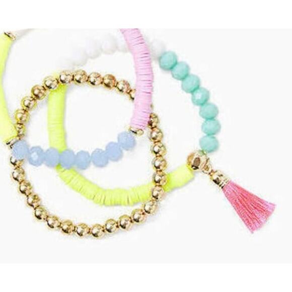 Lilly Pulitzer NWT Hi Summer Bracelet Set Gold Tone Pink
Blue Beaded Stretch - Picture 2 of 7